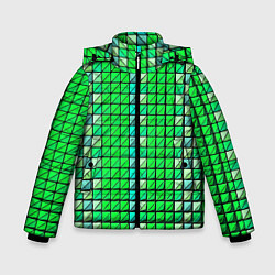 Зимняя куртка для мальчика Зелёные плитки и чёрная обводка
