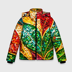 Зимняя куртка для мальчика Яркая мозаика с разноцветным абстрактным узором и