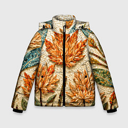 Куртка зимняя для мальчика Мозаика осенняя листва в теплых тонах, цвет: 3D-черный