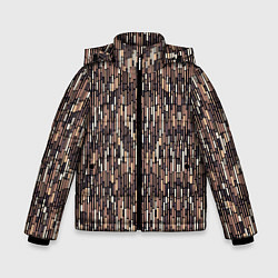 Куртка зимняя для мальчика Светло-коричневый паттерн полосочки, цвет: 3D-черный