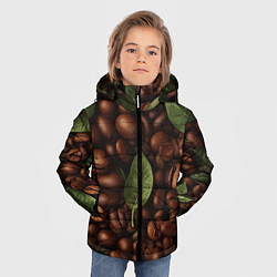 Куртка зимняя для мальчика Кофейные зёрна с листьями, цвет: 3D-светло-серый — фото 2