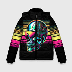 Куртка зимняя для мальчика Cyber skull - ai art fantasy, цвет: 3D-черный