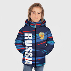 Куртка зимняя для мальчика Россия - blue stripes, цвет: 3D-черный — фото 2