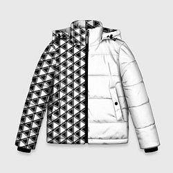 Куртка зимняя для мальчика Чёрные треугольники на белом фоне, цвет: 3D-черный