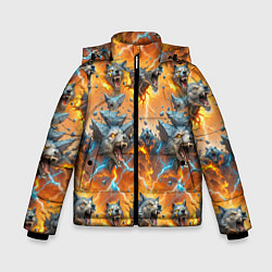 Куртка зимняя для мальчика Волки и камни, цвет: 3D-красный