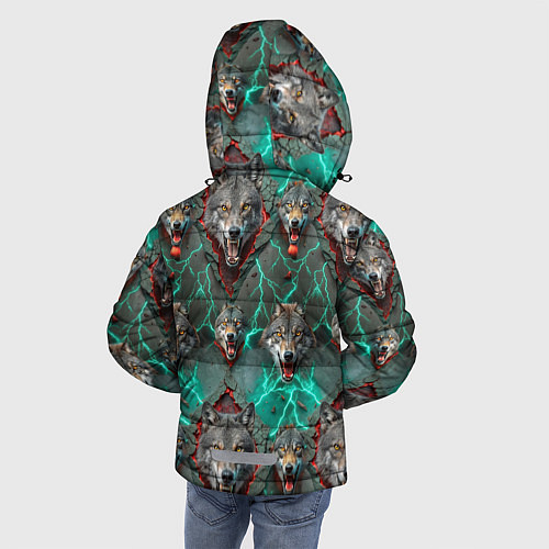Зимняя куртка для мальчика Эпичный паттерн из волков / 3D-Черный – фото 4