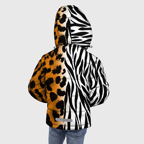 Зимняя куртка для мальчика Леопардовые пятна с полосками зебры / 3D-Черный – фото 4