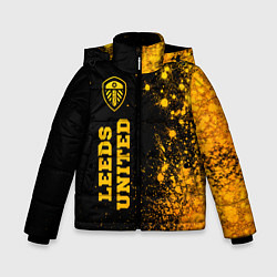 Куртка зимняя для мальчика Leeds United - gold gradient по-вертикали, цвет: 3D-черный