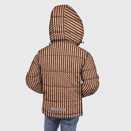 Зимняя куртка для мальчика Мелкая мозаика золотистый коричневый / 3D-Черный – фото 4
