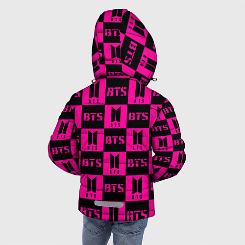 Зимняя куртка для мальчика BTS pattern pink logo / 3D-Красный – фото 4