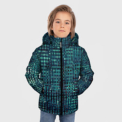 Куртка зимняя для мальчика Сине-бирюзовый абстрактный, цвет: 3D-черный — фото 2