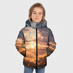Куртка зимняя для мальчика Вечерний закат - аниме, цвет: 3D-светло-серый — фото 2