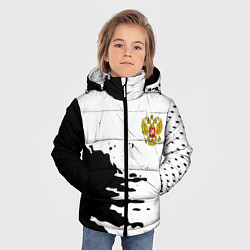 Куртка зимняя для мальчика Россия герб звёзды в красках, цвет: 3D-черный — фото 2
