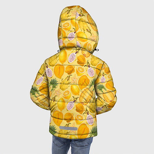 Зимняя куртка для мальчика Экзотические фрукты узор / 3D-Светло-серый – фото 4