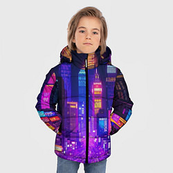 Куртка зимняя для мальчика Город ночью, цвет: 3D-черный — фото 2