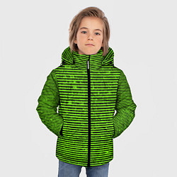 Куртка зимняя для мальчика Чёрно-салатовый полосатый, цвет: 3D-черный — фото 2