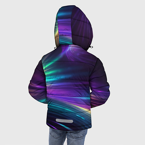 Зимняя куртка для мальчика Неоновые лучи на фиолетовом фоне / 3D-Светло-серый – фото 4