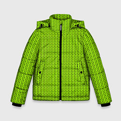 Куртка зимняя для мальчика Ярко-зелёный в маленькие чёрные полоски, цвет: 3D-черный
