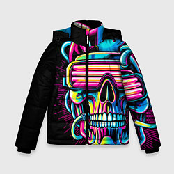 Куртка зимняя для мальчика Cyber skull - ai art neon, цвет: 3D-красный