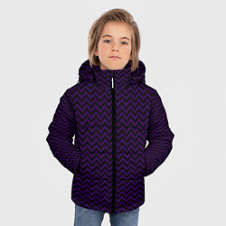 Куртка зимняя для мальчика Чёрно-фиолетовый ломаные полосы, цвет: 3D-черный — фото 2