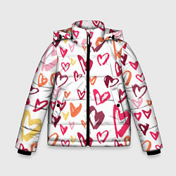 Куртка зимняя для мальчика Сердечки паттерн, цвет: 3D-красный