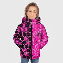 Куртка зимняя для мальчика Техно-киберпанк шестиугольники розовый и чёрный с, цвет: 3D-черный — фото 2