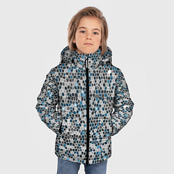 Куртка зимняя для мальчика Паттерн мозаика серый с голубым, цвет: 3D-черный — фото 2