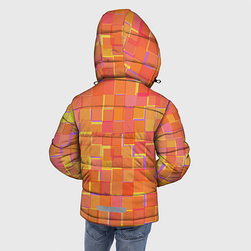 Зимняя куртка для мальчика Россыпь оранжевых квадратов / 3D-Черный – фото 4
