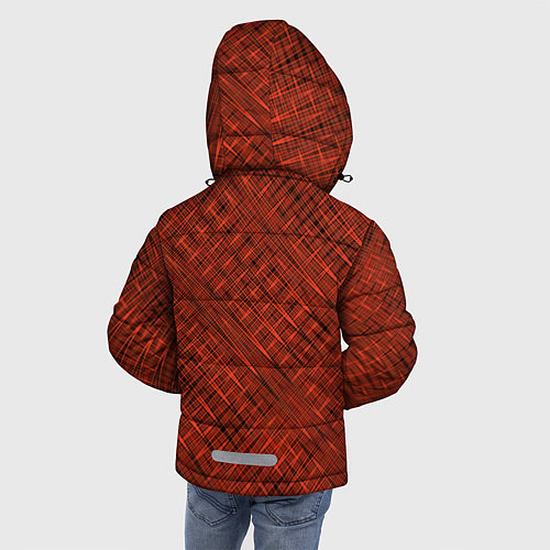 Зимняя куртка для мальчика Сочный коричневый однотонный текстурированный / 3D-Черный – фото 4
