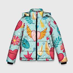 Куртка зимняя для мальчика Сердечко с крылышками, цвет: 3D-красный