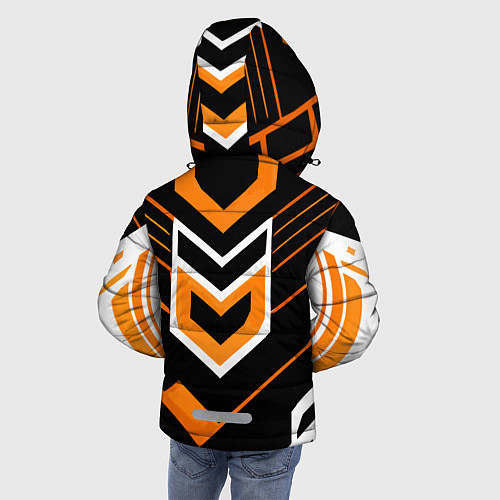 Зимняя куртка для мальчика Полосы и оранжево-белый шестиугольник / 3D-Светло-серый – фото 4