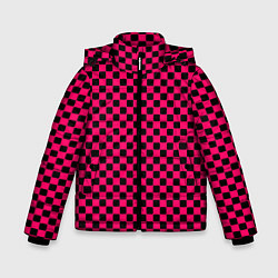 Куртка зимняя для мальчика Паттерн розовый клетка, цвет: 3D-черный