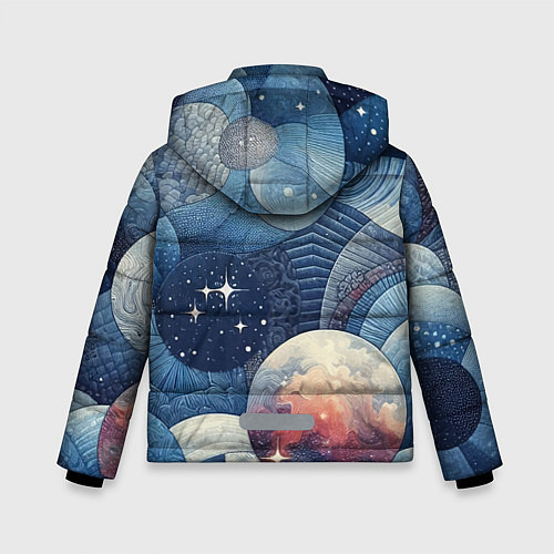 Зимняя куртка для мальчика Космический пэчворк - нейросеть / 3D-Светло-серый – фото 2
