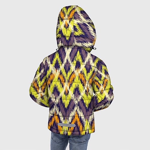 Зимняя куртка для мальчика Разноцветный ромбовидный орнамент / 3D-Черный – фото 4