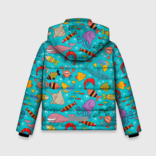 Зимняя куртка для мальчика Морские обитатели узор / 3D-Светло-серый – фото 2