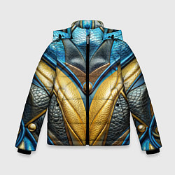 Куртка зимняя для мальчика Объемная футуристичная объемная текстура из кожи, цвет: 3D-черный