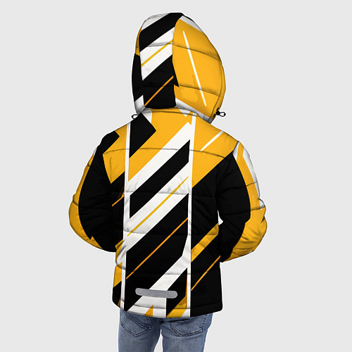 Зимняя куртка для мальчика Black and yellow stripes on a white background / 3D-Красный – фото 4