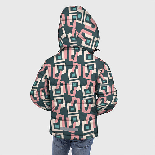Зимняя куртка для мальчика Геометрическая ретро абстракция / 3D-Светло-серый – фото 4