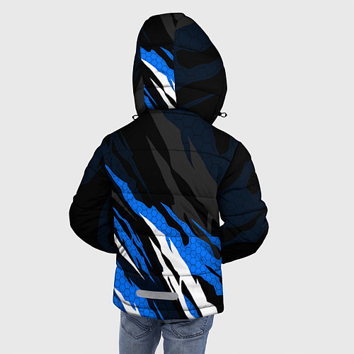 Зимняя куртка для мальчика БМВ - синий гексагон / 3D-Черный – фото 4