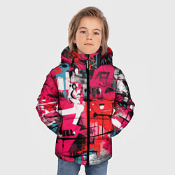Куртка зимняя для мальчика Красное граффити, цвет: 3D-красный — фото 2