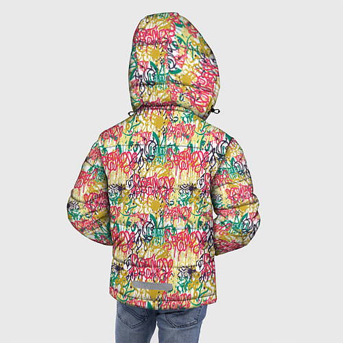 Зимняя куртка для мальчика Граффити с подтёками / 3D-Красный – фото 4