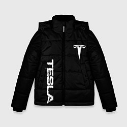 Зимняя куртка для мальчика Tesla logo white