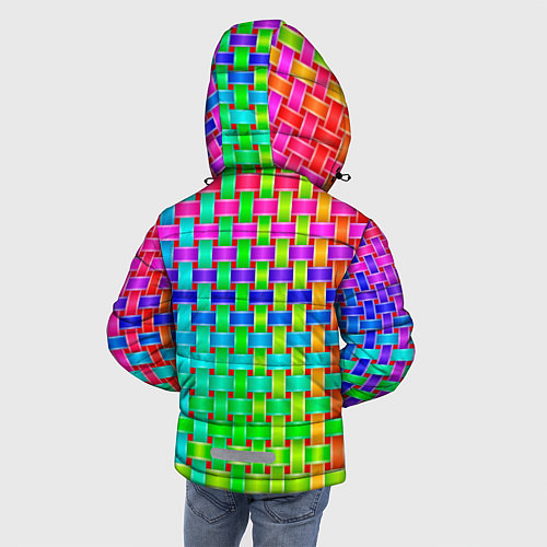 Зимняя куртка для мальчика Переплетенные радужные ленты / 3D-Черный – фото 4