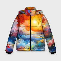 Зимняя куртка для мальчика Закат солнца - разноцветные облака