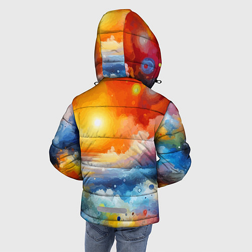 Зимняя куртка для мальчика Закат солнца - разноцветные облака / 3D-Черный – фото 4