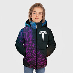 Куртка зимняя для мальчика Tesla neon hexagon, цвет: 3D-черный — фото 2