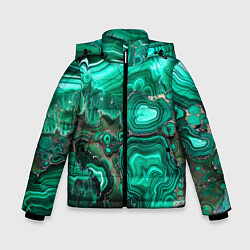 Куртка зимняя для мальчика Малахит - зеленая текстура минерала, цвет: 3D-черный