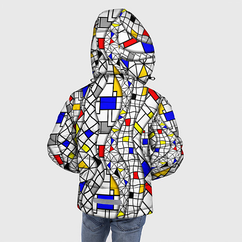 Зимняя куртка для мальчика Абстракция цветных прямоугольников Пит Мондриан / 3D-Черный – фото 4