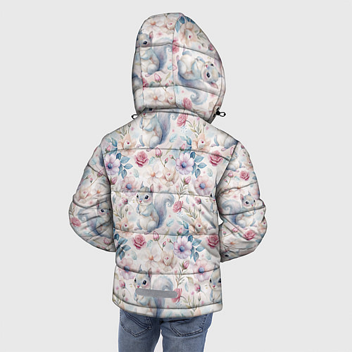 Зимняя куртка для мальчика Бельчонок в цветах / 3D-Черный – фото 4