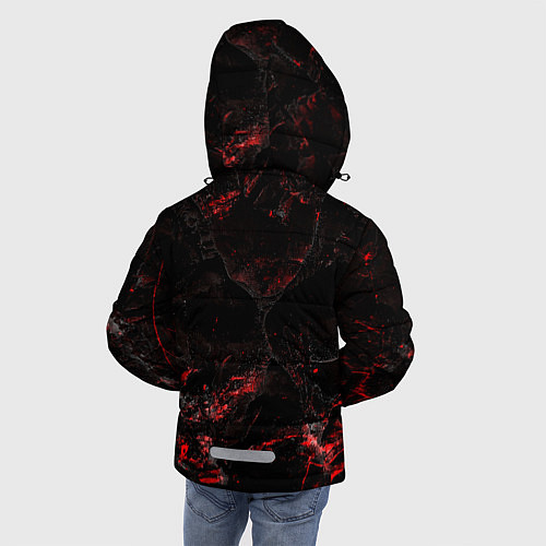 Зимняя куртка для мальчика Потертая красная текстура / 3D-Черный – фото 4